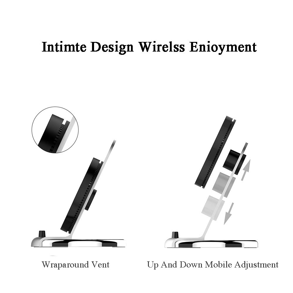 Caricatore Wireless 2 Bobine 10W Carica Rapida Compatibile Galaxy S10/S9/S9 +/S8/S8 +/Nota 8/Note 9/S7/S7 Edge, 7.5W Ricarica Wireless Compatibile iPhone XS/XS Max/XR/X/8/8 Plus ECC, White