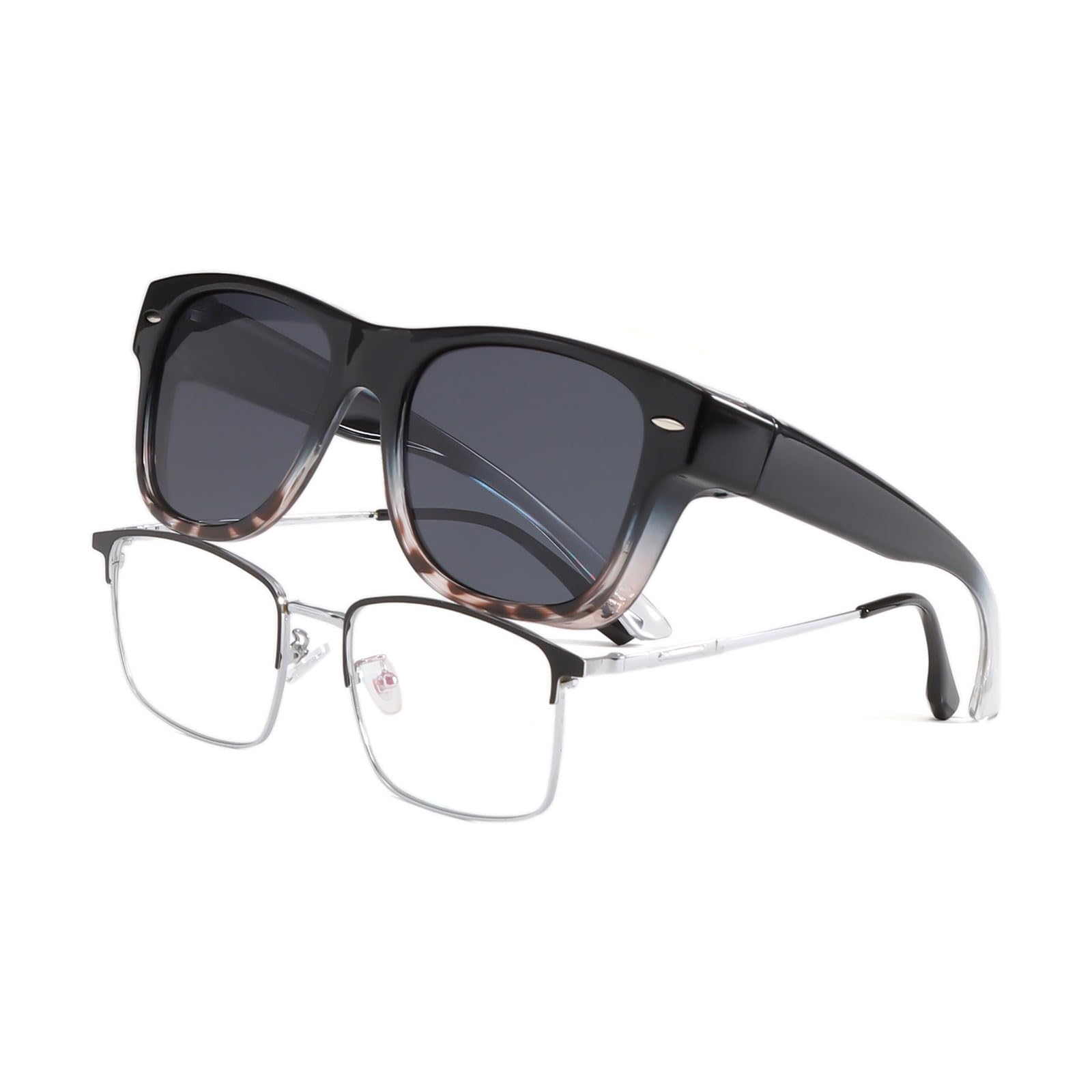 YAMEIZE Vintage Polarisierte Rechteck Wear Over-Sonnenbrille für Damen Herren Klassische UV400 Schutz Quadratische Brillen Fahren im Freien