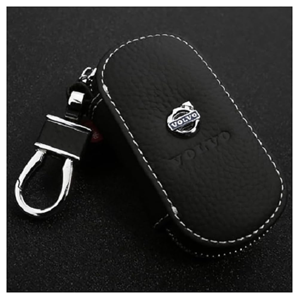 Porte clé Volvo XC60 S60L V40 V60 HOUKIG en cuir noir pour organisation de vos clés de voiture