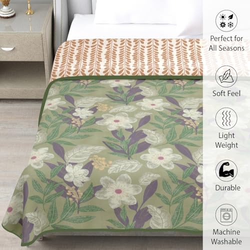 Image of Homestan Reversible All Season Cotton Feel Dohar for Double Bed,Soft Light Weight AC Blanket /Comforter for Summer /Winter /Monsoon (84x88 Inches, Tropic Dew)