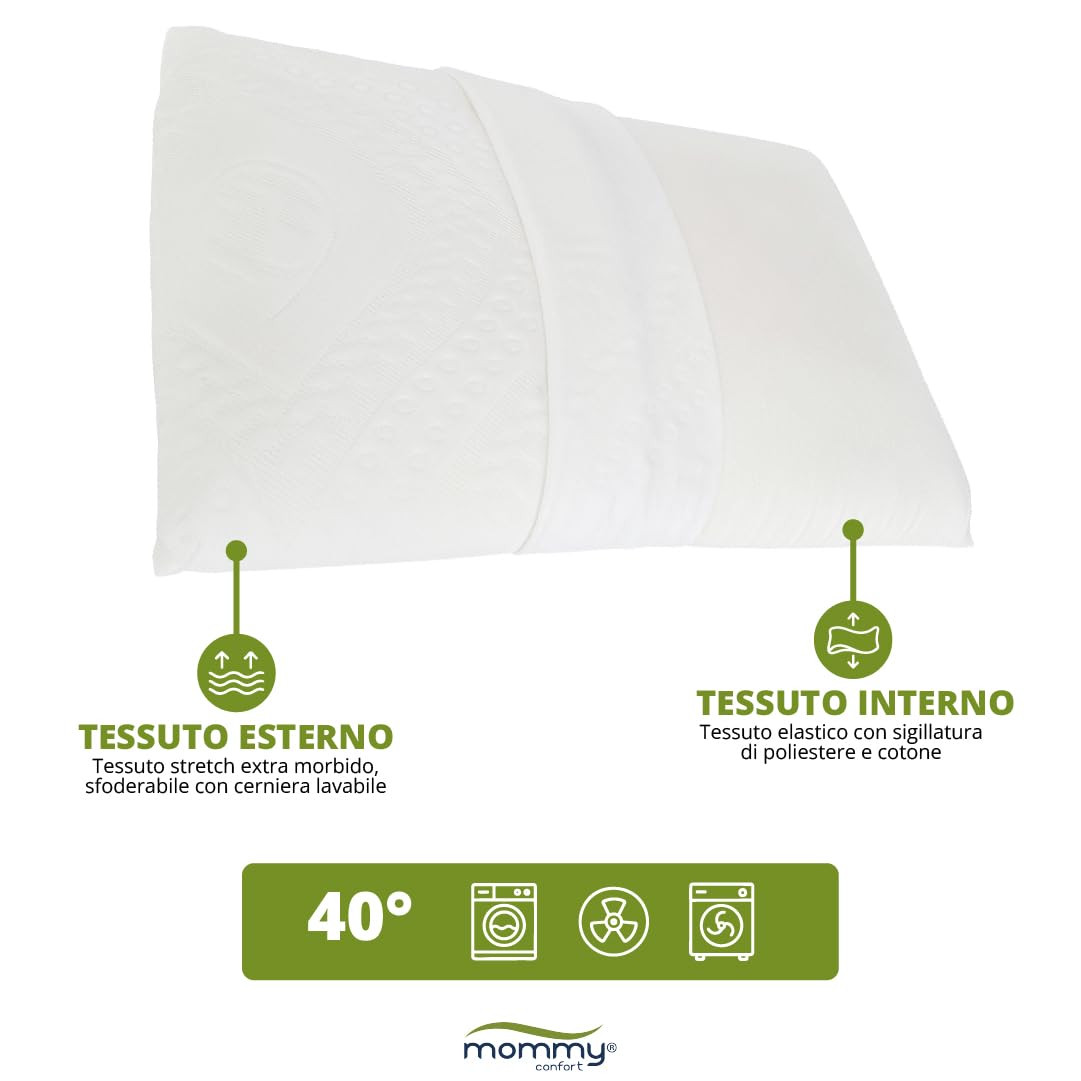Cuscino Bambini Viscoelastico 70X35X6 Ergonomico Traspirante Ipoallergenico Morbido Lavabile Supporto Cervicale Età 2 a 8 Anni Per Lettino E Letto Singolo 90X190 Oeko Tex