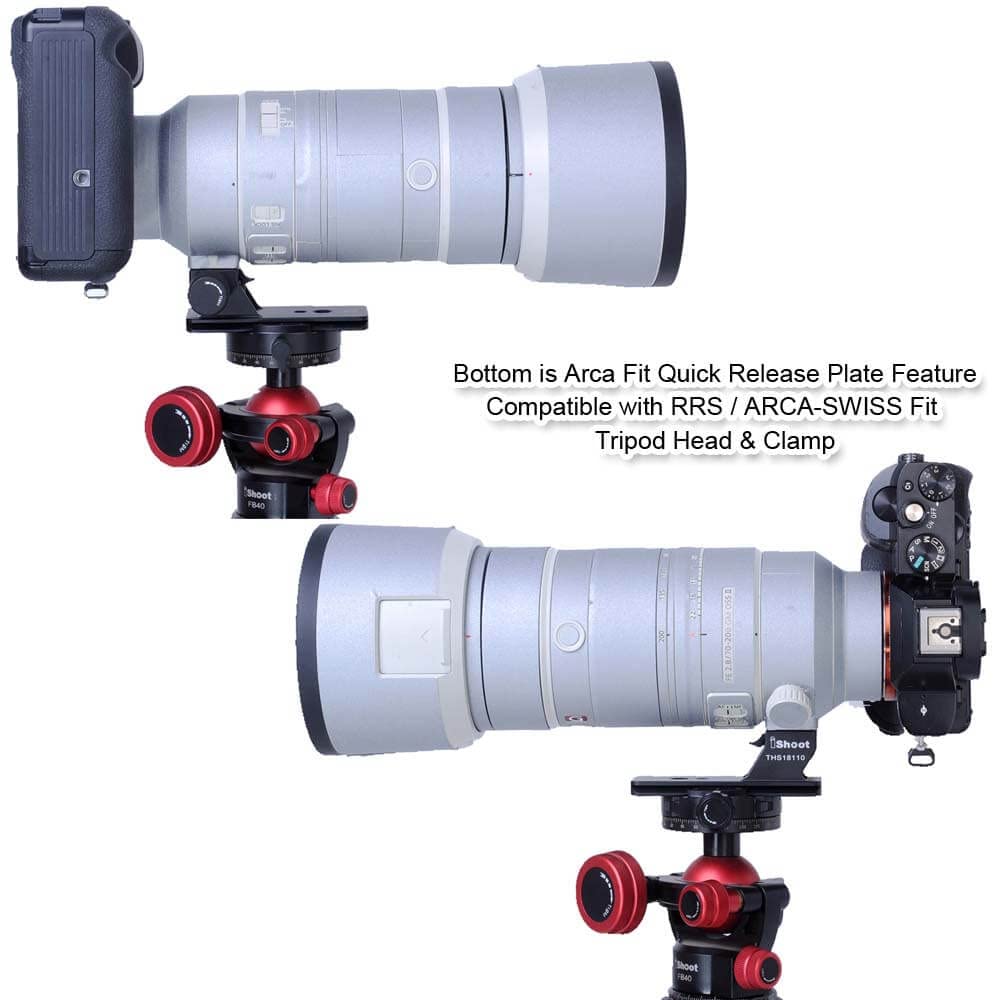 iShoot Base Anello di montaggio per treppiede piede Collare per obiettivo Supporto Arca Piastra compatibile con Sony FE 100-400mm f/4.5-5.6 GM OSS, 70-200mm f/2.8 GM OSS & II, 18-110mm f/4 G OSS PZ