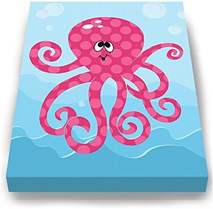 Under The Sea Ocean Theme - Stretched Canvas Nursery Wall Art Decor - Adorable Octopus Design That Makes a Memorable Baby Gift Idea - Wooden Frame Construction - Ready to Hang 24X30