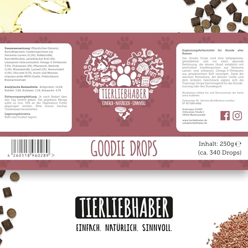 TIERLIEBHABER Goodie Drops gesunde Hundeleckerlies – Hundesnacks für kleine Hunde und Welpen – Dog Treats als Hundeleckerli Getreidefrei – Leckereien für Hunde Hundekekse – (ca. 340 Drops)