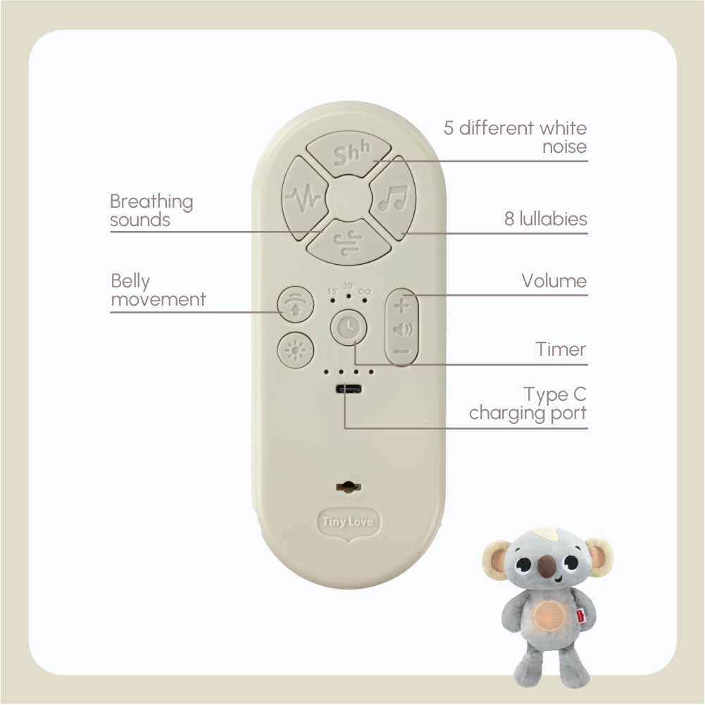 Tiny Love Plush Koala Snuggly Buddy, Baby Plush Toy, 0+ Months, Breathing Teddy with Soothing Motion, Music - Image 3