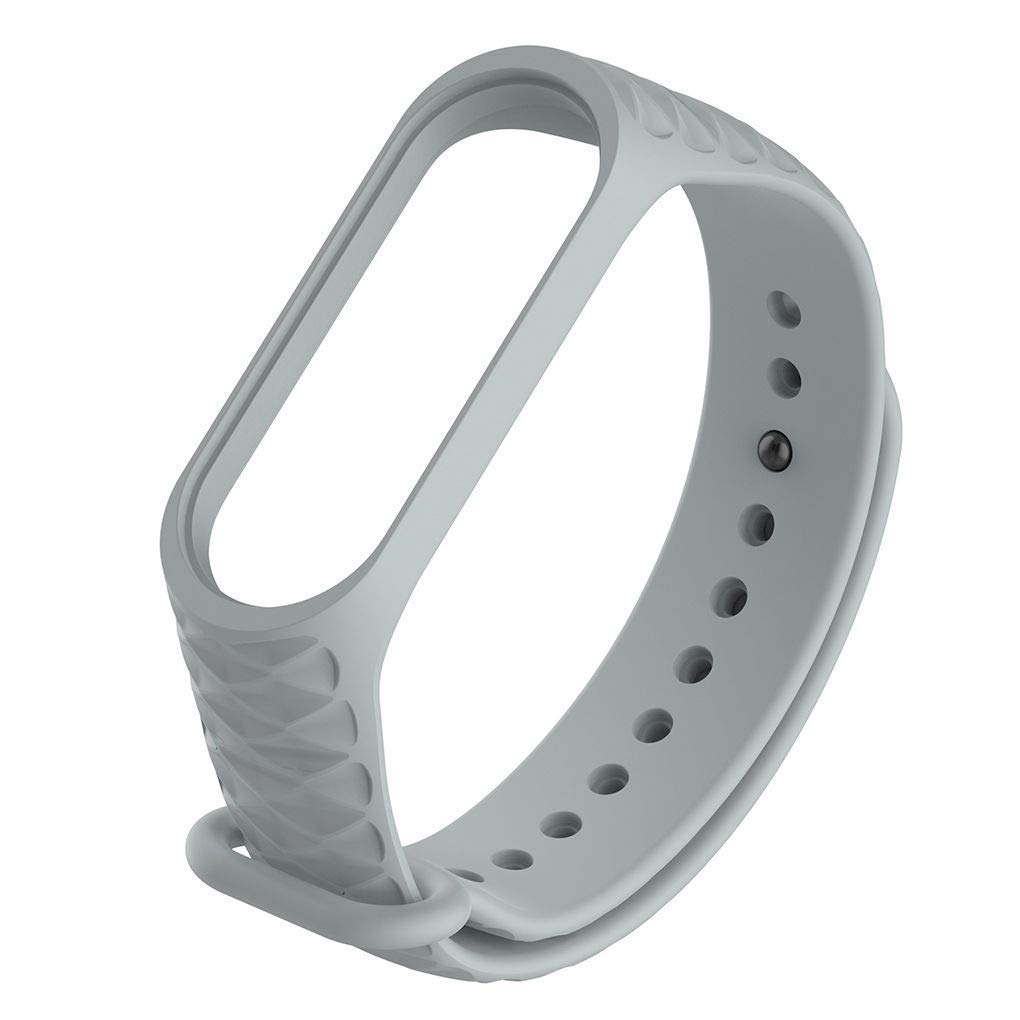 Replacement Silicone Cross Pattern Band Strap for Xiaomi Mi Band 3 and 4(Device Not Included) (Grey)