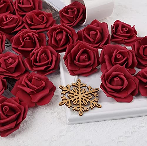 Image of VRB Dec 24 pcs Rose Artificial Flowers for Decoration,Artificial Flower,Flower for Hair Styling,Flower for Pooja, for Home Decor,Diwali.(24pcs - Dark Red Big Foam Rose)