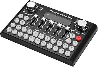 ZZBJ Smartphone Computer Live Sound Card Voice Changer Device Audio Mixer Built-in Multiple Sound Effects for Recording