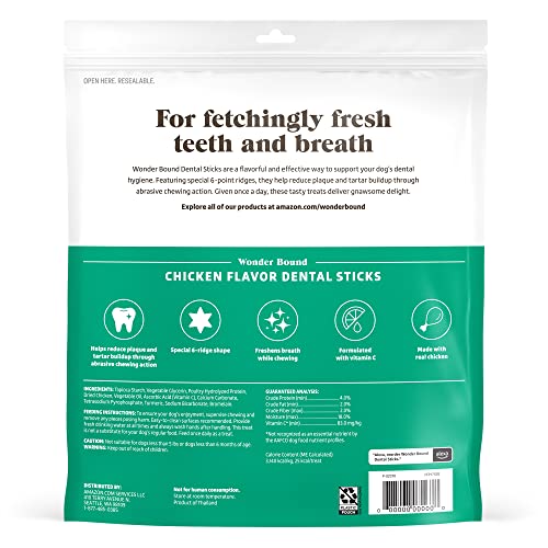 Image of Wonder Bound Chicken Flavor Dental Sticks for Tiny Dogs (5-20 lbs), 6-Ridge Shape for Plaque & Tartar Control, Freshens Breath, Made with Real Chicken, 108 Count (Pack of 2)