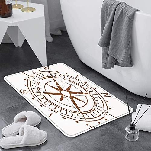 Badematte 60x100 cm rutschfest,Kompass, Navigationsgerät des Zeitalter,Badvorleger Maschinenwaschbar Anti-Rutsch Badteppich Weich