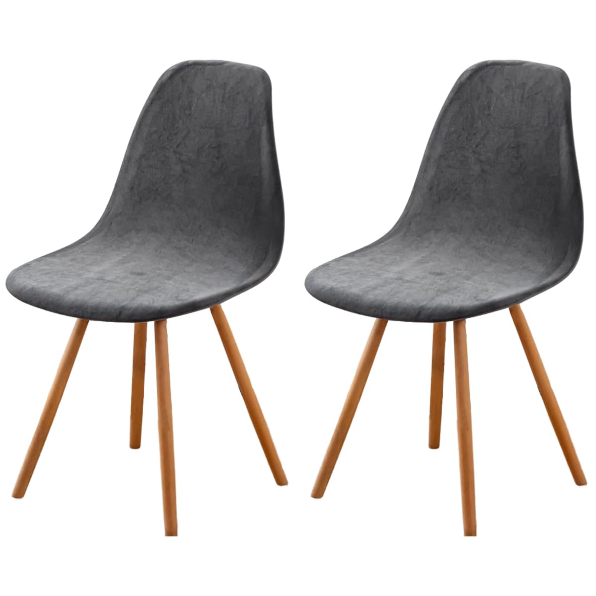 Highdi Luxury Velvet Scandinavian Dining Chair Covers, Nordic Style Universal Armless Chair Slipcovers Shell Chairs Covers Removable Washable for Kitchen, Bedroom, Living Room (Dark gray,2 PCS)