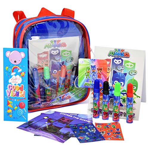 PJ Masks Coloring and Activity Book Set, Gift Boutique Bookmark, Stickers, Mess Free Crafts Color Kit in Mini Travel Backpack, for Toddlers, Boys and Kids
