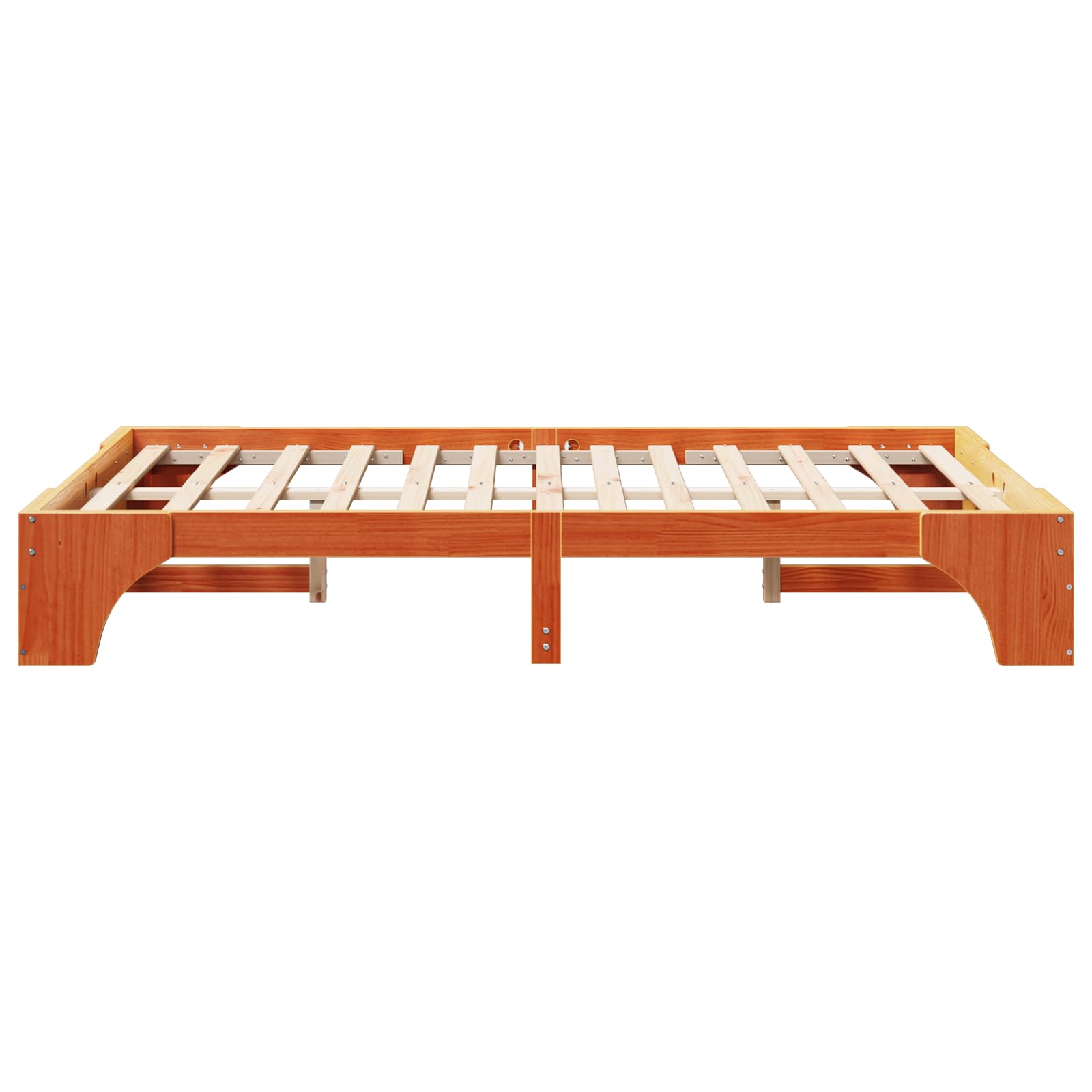 Cama de madera de color marrón cera, madera maciza de 140 x 190 cm, marco de cama de pino duradero, muebles de dormitorio estables