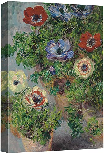 wall26 Canvas Print Wall Art Still Life Anemones, 1885 Claude Monet Classical Illustrations Fine Art Decorative Vintage Watercolors Pastel Multicolor Zen for Living Room, Bedroom, Office - 16"x24"
