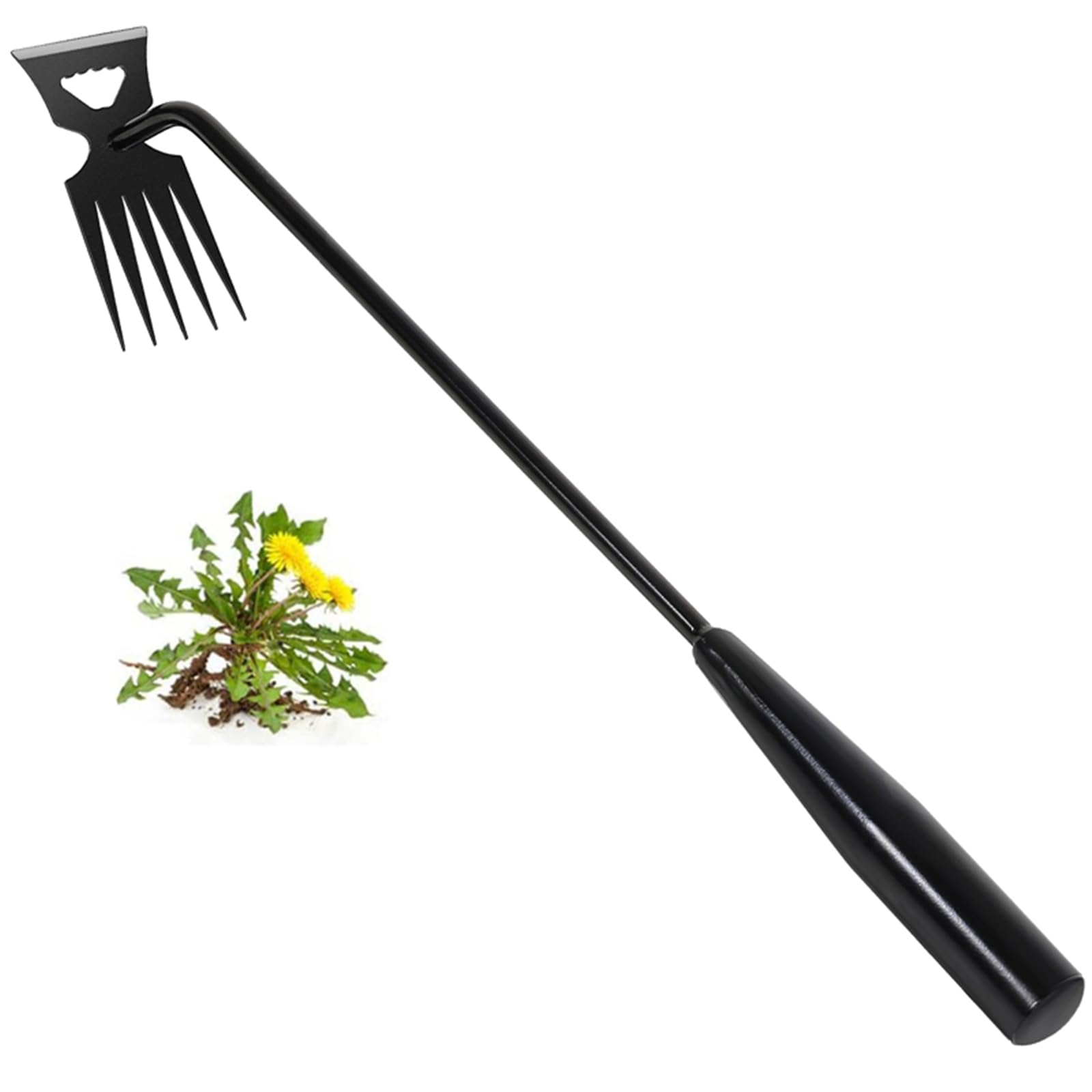 Weed Removal Tool, 2025 New Garden Weeding Tools Manganese Steel Hand Weeder Tool with Handle, 5 Teethes Dual Purpose Manual Weeders Tool Weed Tool for Garden (Black)