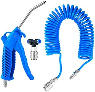 Fippy Truck Air Duster Gun with 5 Metre Recoil Hose Blow Dust Gun Heavy Duty Air Gun Cleaning Kit for Lorry Truck Car, Blue