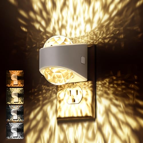 Image of Briignite Night Light Plug into Wall, Color Changing Night Light for Kids, 3CCT Diamond Design Projector Nightlight, Dusk to Dawn Sensor for Nursery Bathroom Bedroom Gaming Room Decor Gift