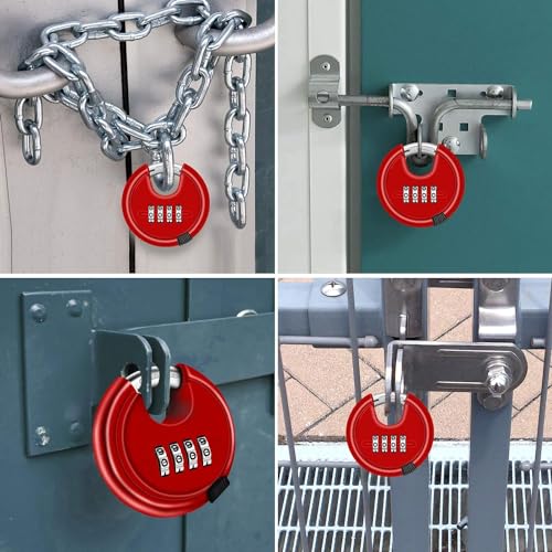 Image of Istara Combination Disc Padlock Number Lock - 70 mm for School Gym Locker, Fence, Toolbox, Gate, Case Round Combination Padlock (RED)
