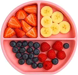 Prato Alimentação Bebê Infantil Introdução Alimentar 100% Silicone Atóxico Livre De Bpa Antibacteriano Com Ventosa 3 Divisórias