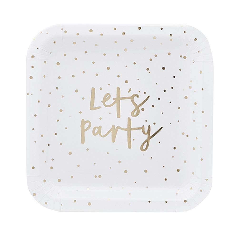 Luck and Luck Gold 'Let's Party' Paper Party Plates x 10