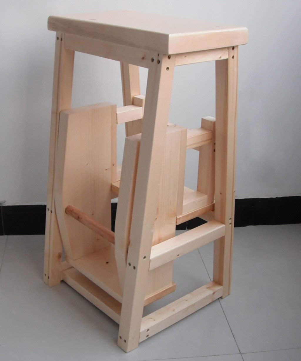 Tabouret en bois de style nordique finition blanche haut de gamme