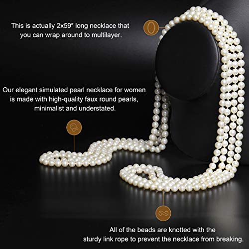 BABEYOND Vintage 1920s Gatsby Imitation Pearl Choker Necklace 20s Art Deco Flapper Accessories for Women White3