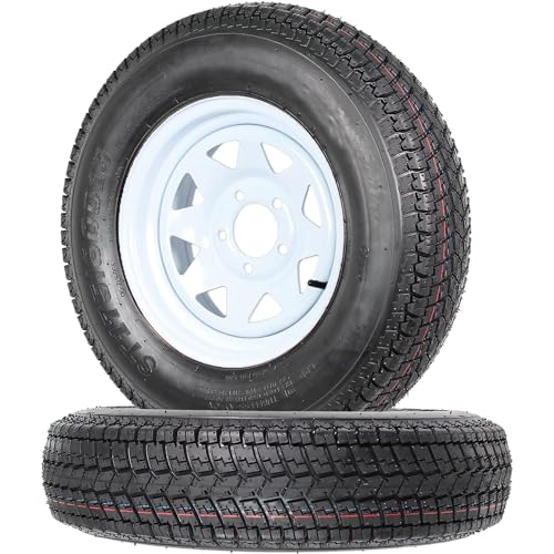 Trailer Tires Rims ST175/80D13 175 80 13 Tire, 5 Lug on 4.5', White Spoke Wheel...