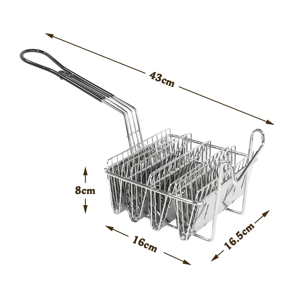 Cesta de cocina para taco frito, cesta para freír tortillas, cesta cuadrada de acero inoxidable