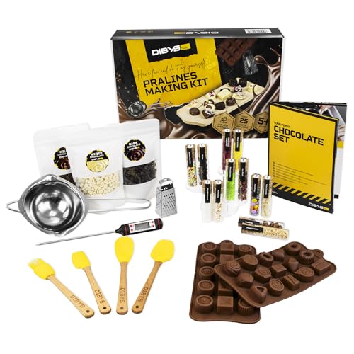 DIBYS Kit para Hacer Bombones para Niños y Adultos | DIY Set con 12 Toppings Naturales | Idea de Regalo Creativo para Cumpleaños y Navidad | Fábrica de Chocolate | Juego de Artesanía