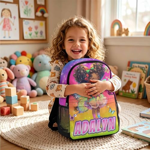 Image of Custom Backpack for Girls Kid Personalized Backpacks Back to School Set | Kids Customized Toddler Girl Backpack with Lunch Bag Book Bag Kindergarten Prek Preschool Birthday Gifts Shiny Little Girl