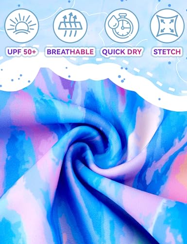 Image of Girls Bathing Suit with Skirt One Shoulder Ruffle Quick Dry Swimsuits Multicolor Sleeveless Swimwear