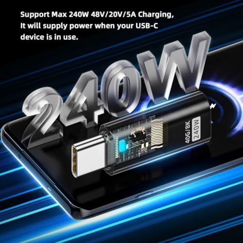Image of chenyang USB C Connector USB4 Type C 240W Power 40Gbps Data 8K Video Extension Connector Adapter Transparent with LED