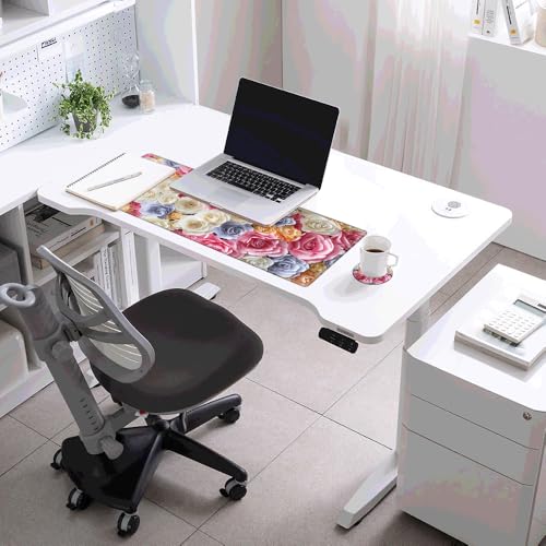 Image of 36x12 Desk Mat Pink Rose Mouse Pad Gaming Long Desk Pad Large Mousepad XXL Mouse Mat Extended Computer Mat for Wireless Mouse Non Slip Work Women