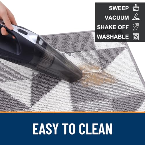 Image of OLANLY Door Mat Indoor Entrance Washable 32x20, Odor-Free Low-Profile Front Back Geometric Doormat, Absorbent Resist Dirt Entry Carpet, Easy to Clean Sturdy Inside Floor Mats for Entryway, Grey