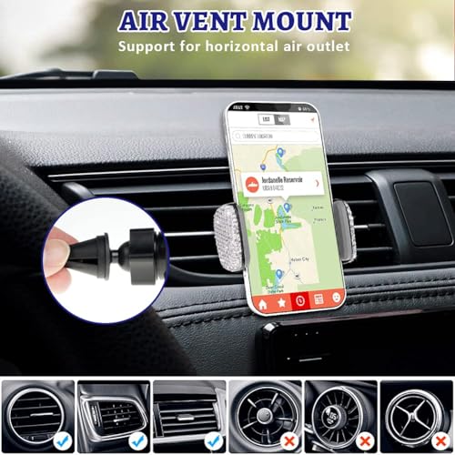 Dashboard Phone Holder Bling Phone Mount for Car,Car phone holder Mount with One More Air Vent Base,Phone Holder Car Accessories,Universal Car Phone Holder Mount for Windshield and Air Vent,Silver - image 6