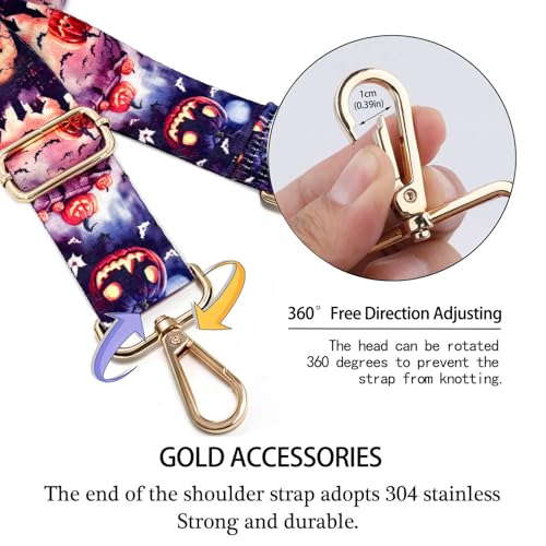 Image of Dsigo Purse Strap, 1.5 inch Wide Gold Alloy Buckle Floral Printing Crossbody Shoulder Strap for Bag Handbag Crossbody Bags