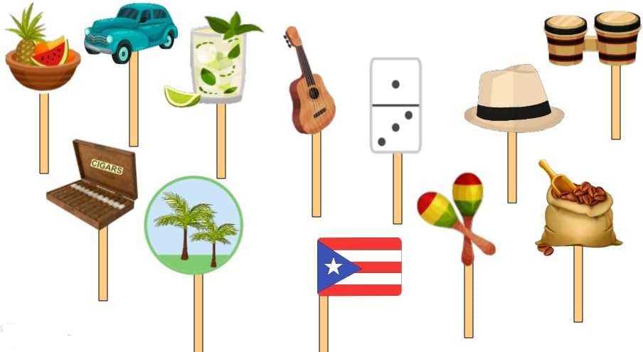 12 Puerto Rico Party Cupcake Toppers Food Picks Party Decorations