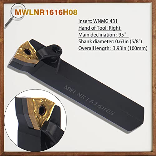 Zmcyng 1/2'' SHANK Metal Lathe Tools, 7Pcs Metal Lathe Cutting Tools Carbide Turning Tool Insert Holder Set Lathe Boring Bar Set thumb #5