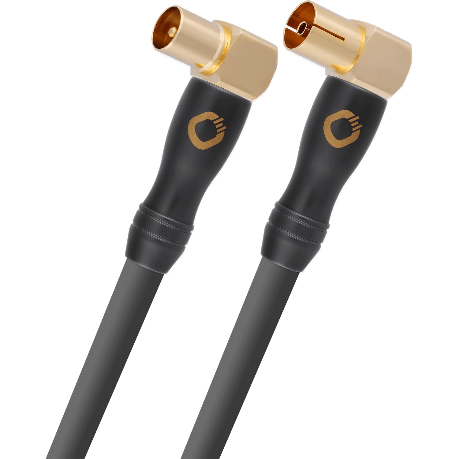 OEHLBACH Transmission Shift HD - Cable de antena acodado (90 grados, fabricado en Alemania, cable coaxial 4K UltraHD para TV, radio, televisión por cable, apantallamiento de 4 vías)