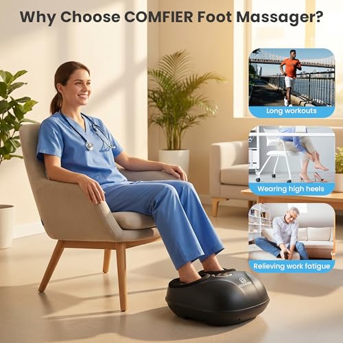 Image of COMFIER HSA Eligible Shiatsu Foot Massager Machine with Heat, FSA Foot Massager for Neuropathy Plantar Fasciitis, Deep Kneading Feet Massager with Heat,Up to Size 13, Father's Day Gift for Dad