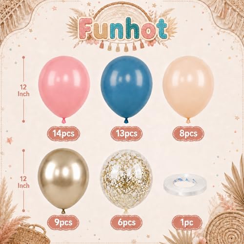 Image of Gender Reveal Balloons, 50Pcs 12 Inch Pink Navy Blue Gold Confetti