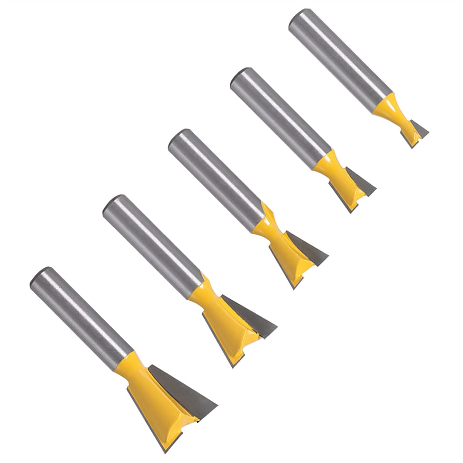 Frezy do drewna w kształcie litery T, Zestaw bitów do frezowania na jaskółczy ogon z chwytem 8 mm, 14 stopni, 5 szt. Frez obróbki drewna w wielu rozmiarach | 5pcs