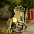 Tirifer Solar Frog Garden Statue, Outdoor Decor Figurine with Solar Light Fairy Garden Accessories Frog Decor for Patio, Balcony, Porch, Yard, Lawn Bedroom