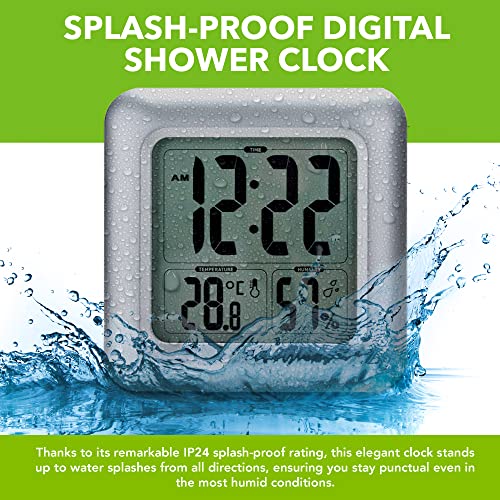 Baldr Digital Shower Clock, Splash-Proof Digital Clock For The Bathroom, Large Lcd Display, Monitors Temperature In C/F And Humidity, Bathroom Clock & Shower Timer Made From Shatterproof Fiberglass #TOP4
