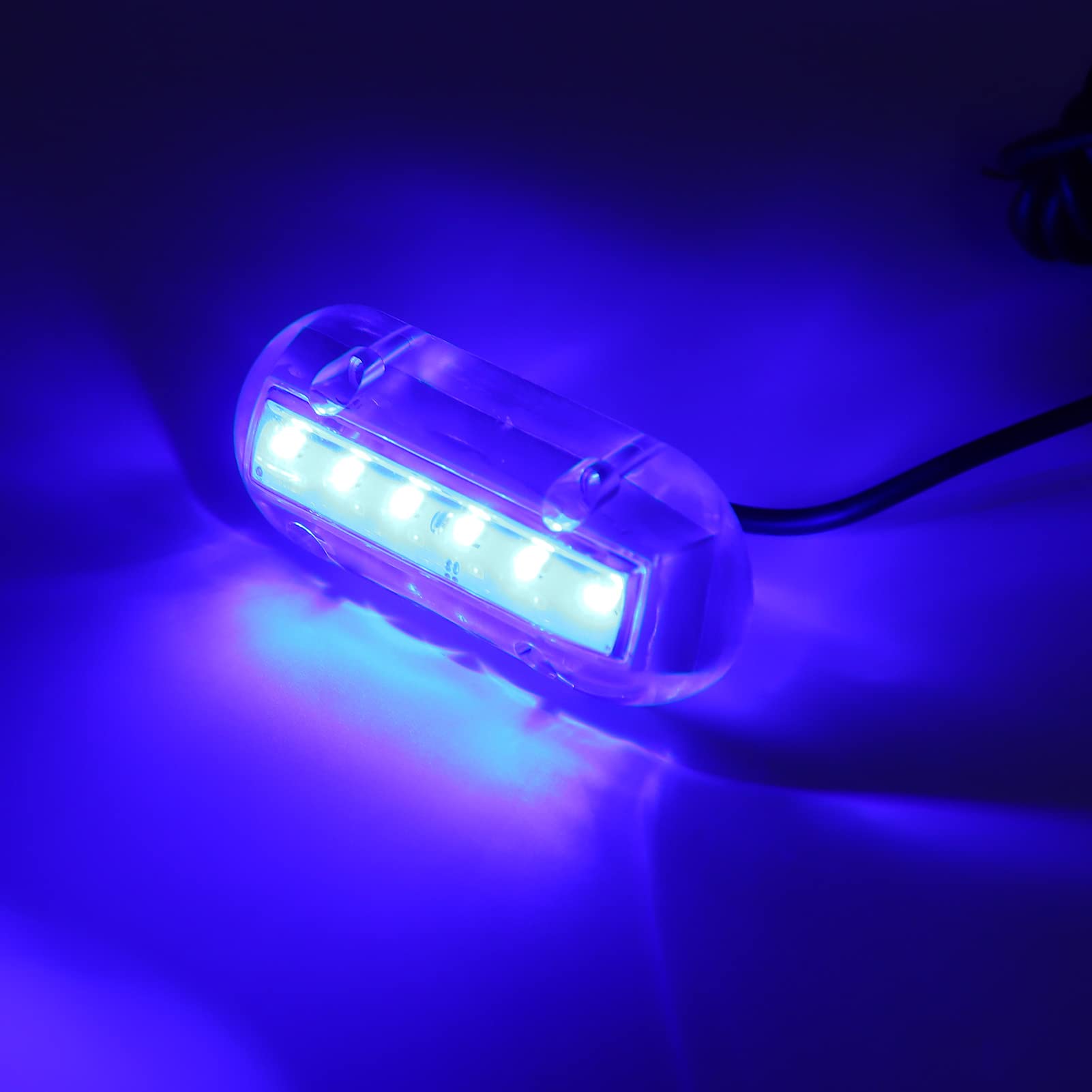 Chrees Blaue LED-Unterwasserleuchte, Wasserdichte Marine-Beleuchtungslampe für Boot, Yacht, 6 LED-Perlen, IP68, DC12 V, 1,1 W, für den Nachtgebrauch