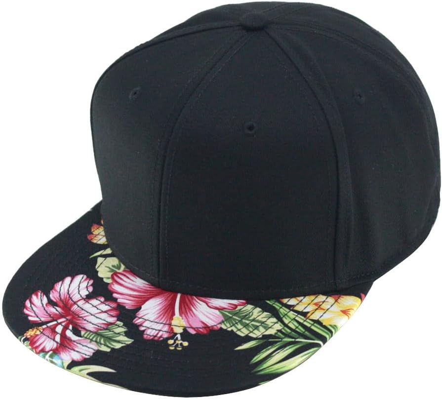Floral Hawaiian Cotton Twill Adjustable Snapback Baseball Caps