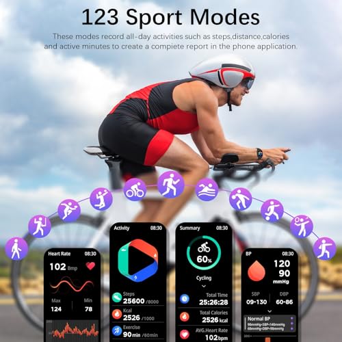Image of Smart Watches for Men (Answer /Make Call), Fitness Tracker with 123 Sport Modes, Heart Rate Monitor, Spo2, Step Counter, Sleep Tracker, IP68 Waterproof Sports Watch, Fitness Watch for iPhone ＆ Android