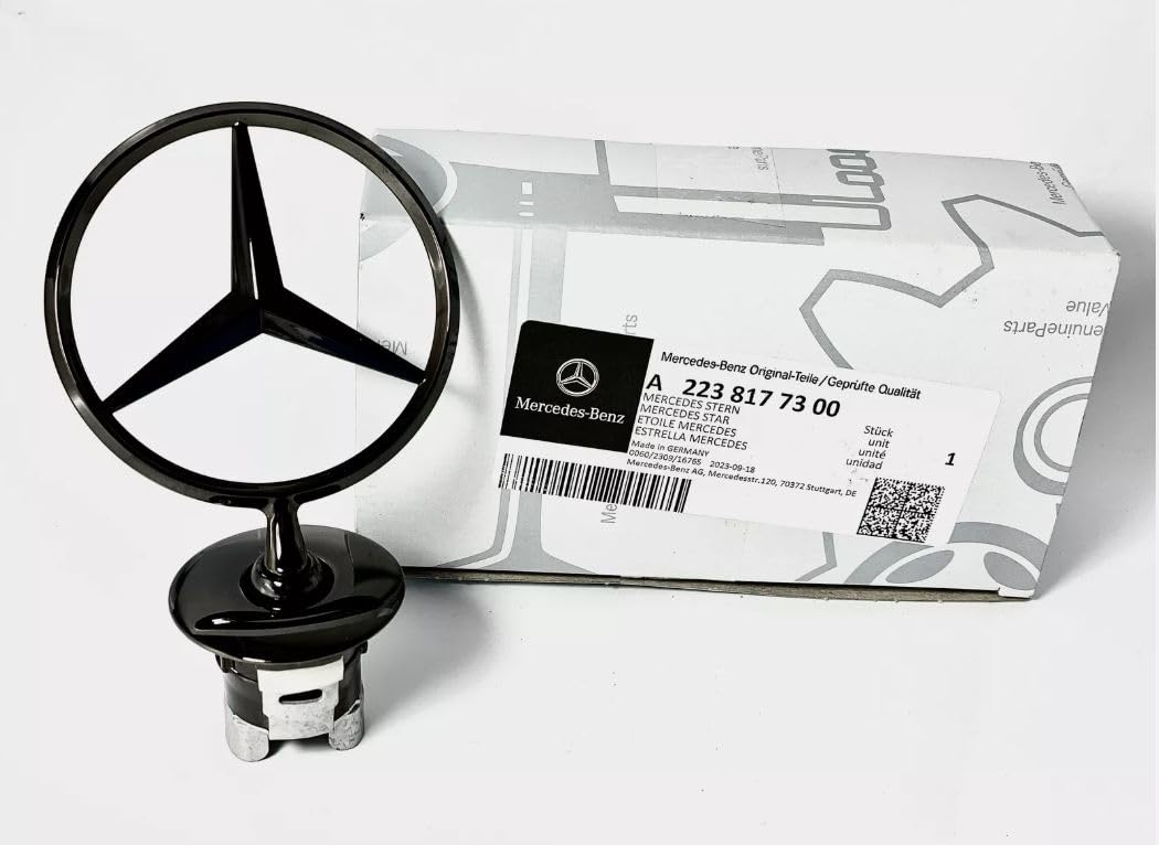 Mercedes-Benz Stern Motorhaube Schwarz Original A2238177300 für C-Klasse, E-Klasse, S-Klasse, GLS, CLK