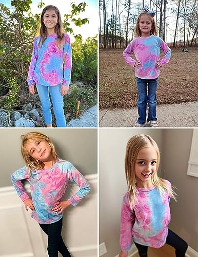 Arshiner Girls Casual Tie Dye Crewneck Long Sleeve Loose Sweatshirt for 4-12 Years 7