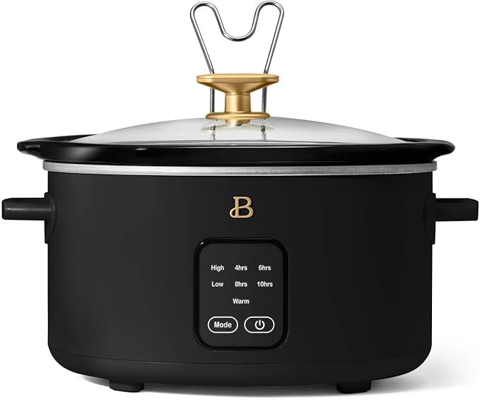 Beautiful 4-Quart Slow Cooker with Touch-Activated Display, Programmable Digital Controls, Removable Non-Stick Pot, Keep Warm Function (Black Sesame)